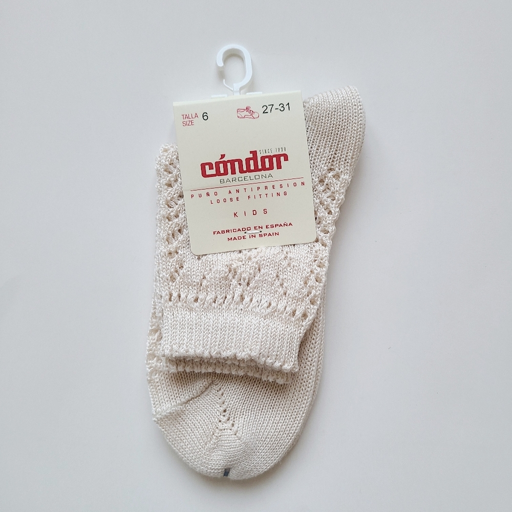 Condor Beige Linen Lace Ankle Socks